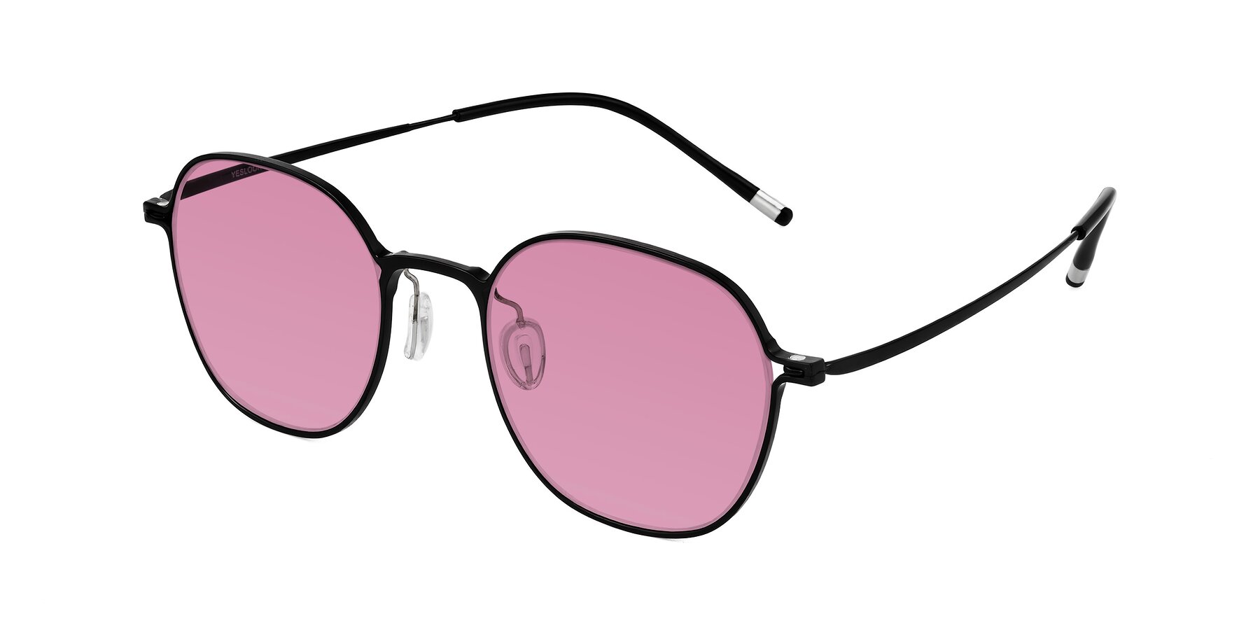 Angle of Lytle in Matte Black with Medium Wine Tinted Lenses