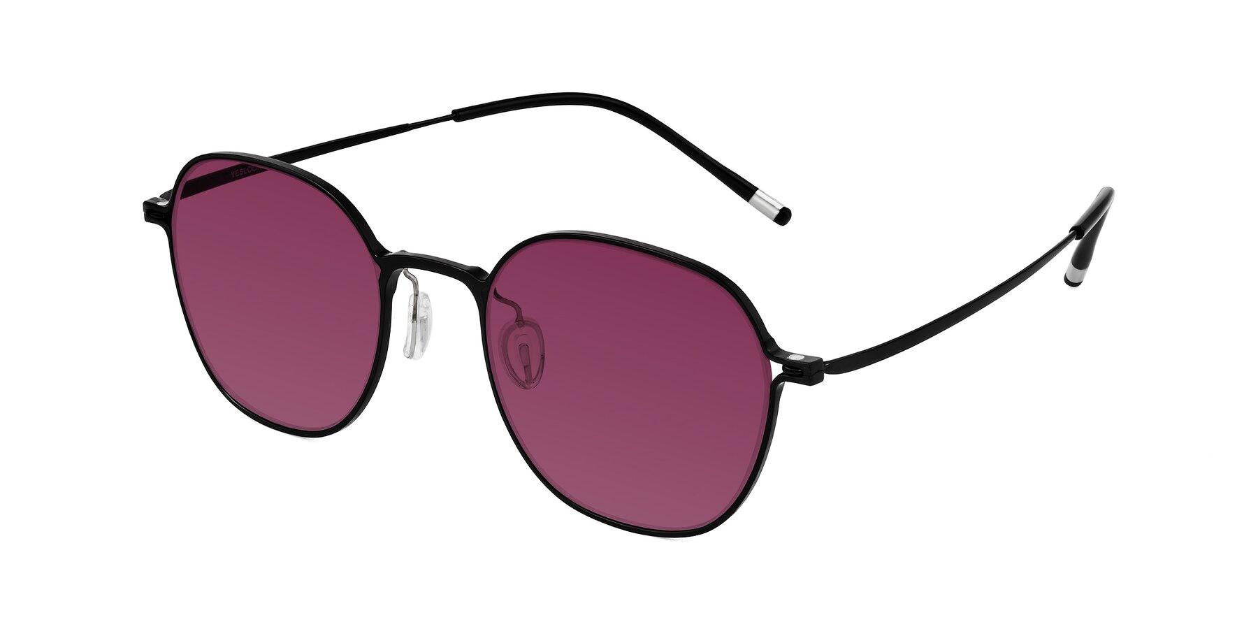 Angle of Lytle in Matte Black with Wine Tinted Lenses