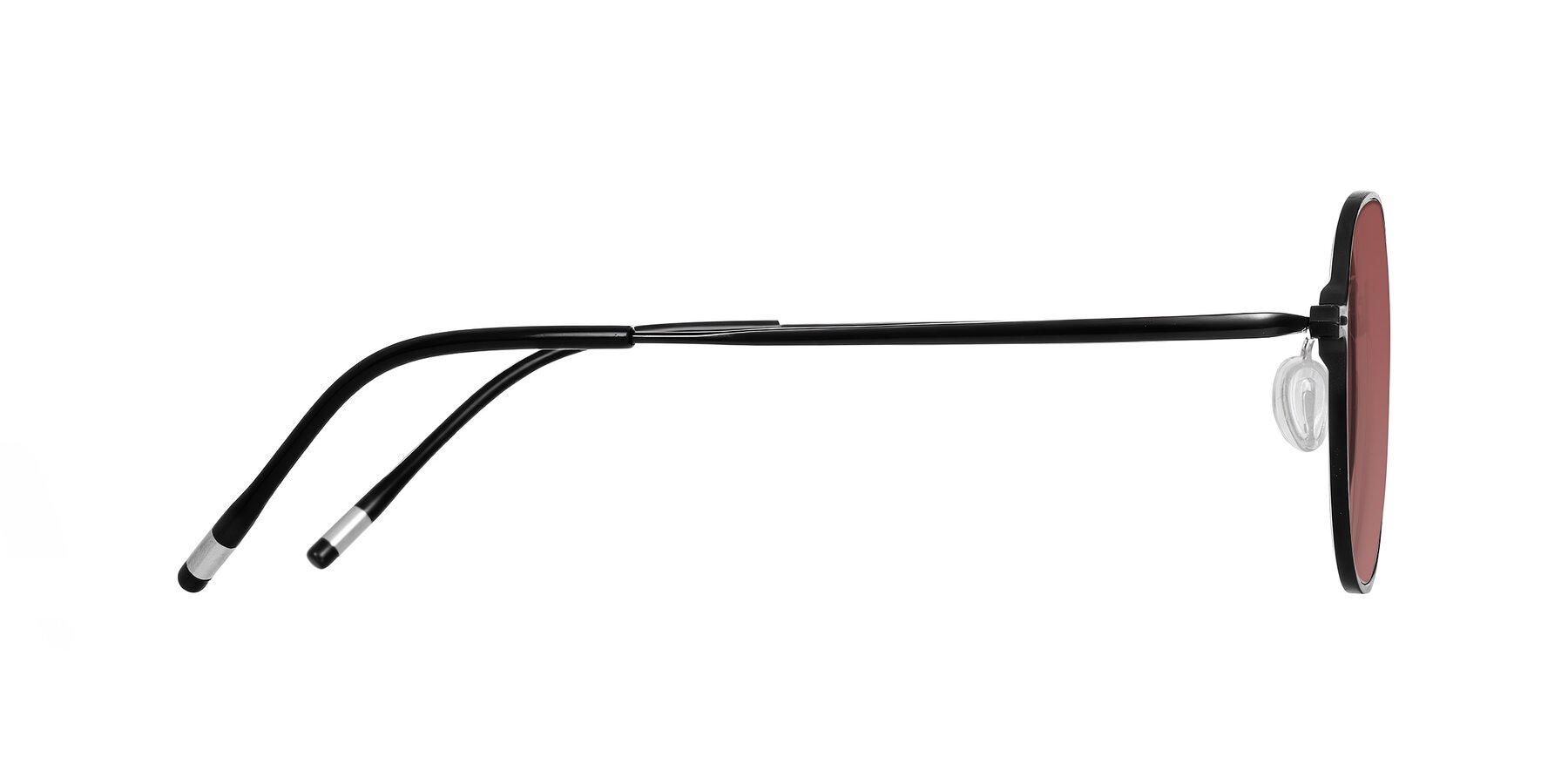 Side of Lytle in Matte Black with Garnet Tinted Lenses