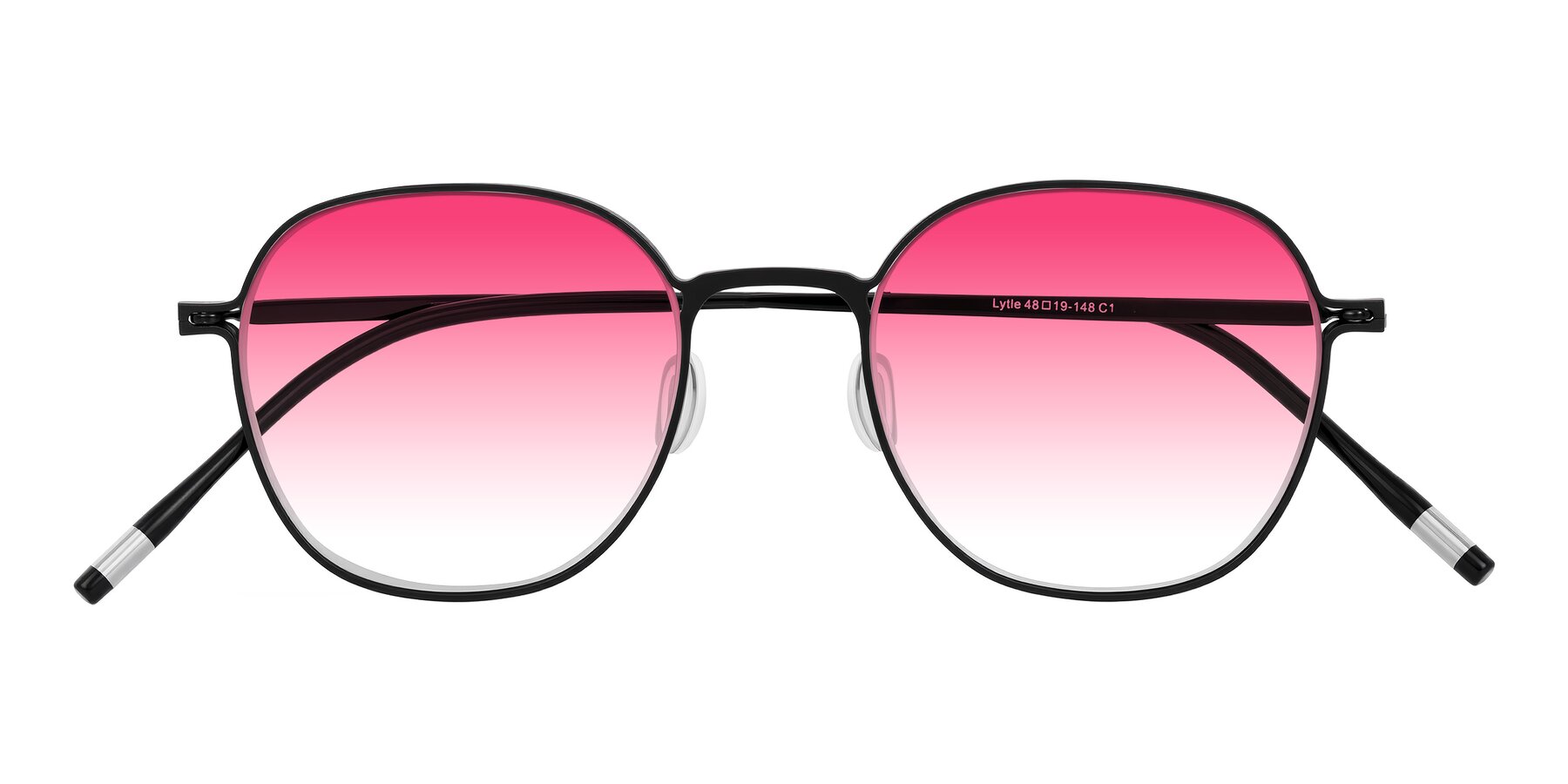 Folded Front of Lytle in Matte Black with Pink Gradient Lenses