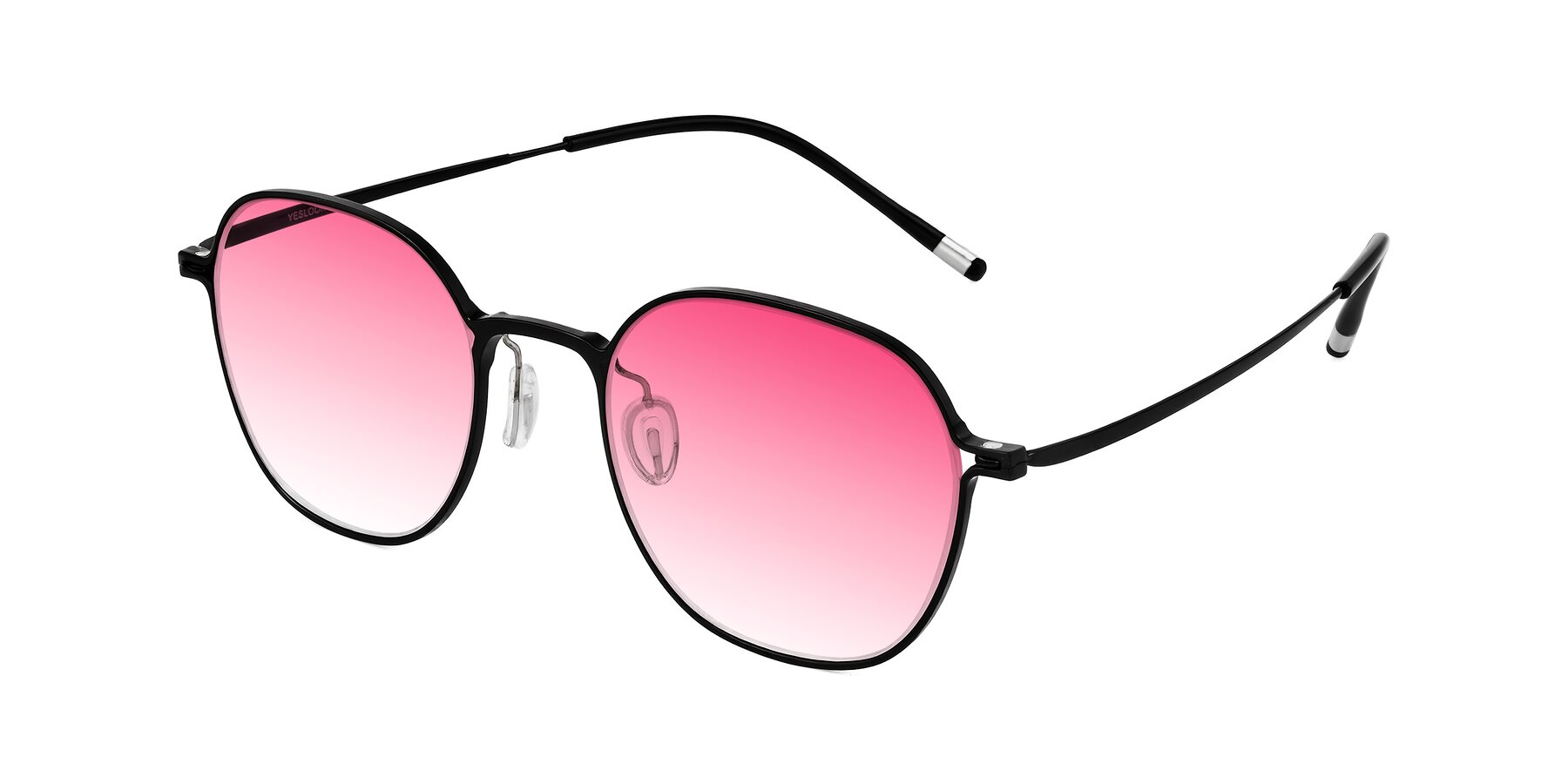 Angle of Lytle in Matte Black with Pink Gradient Lenses