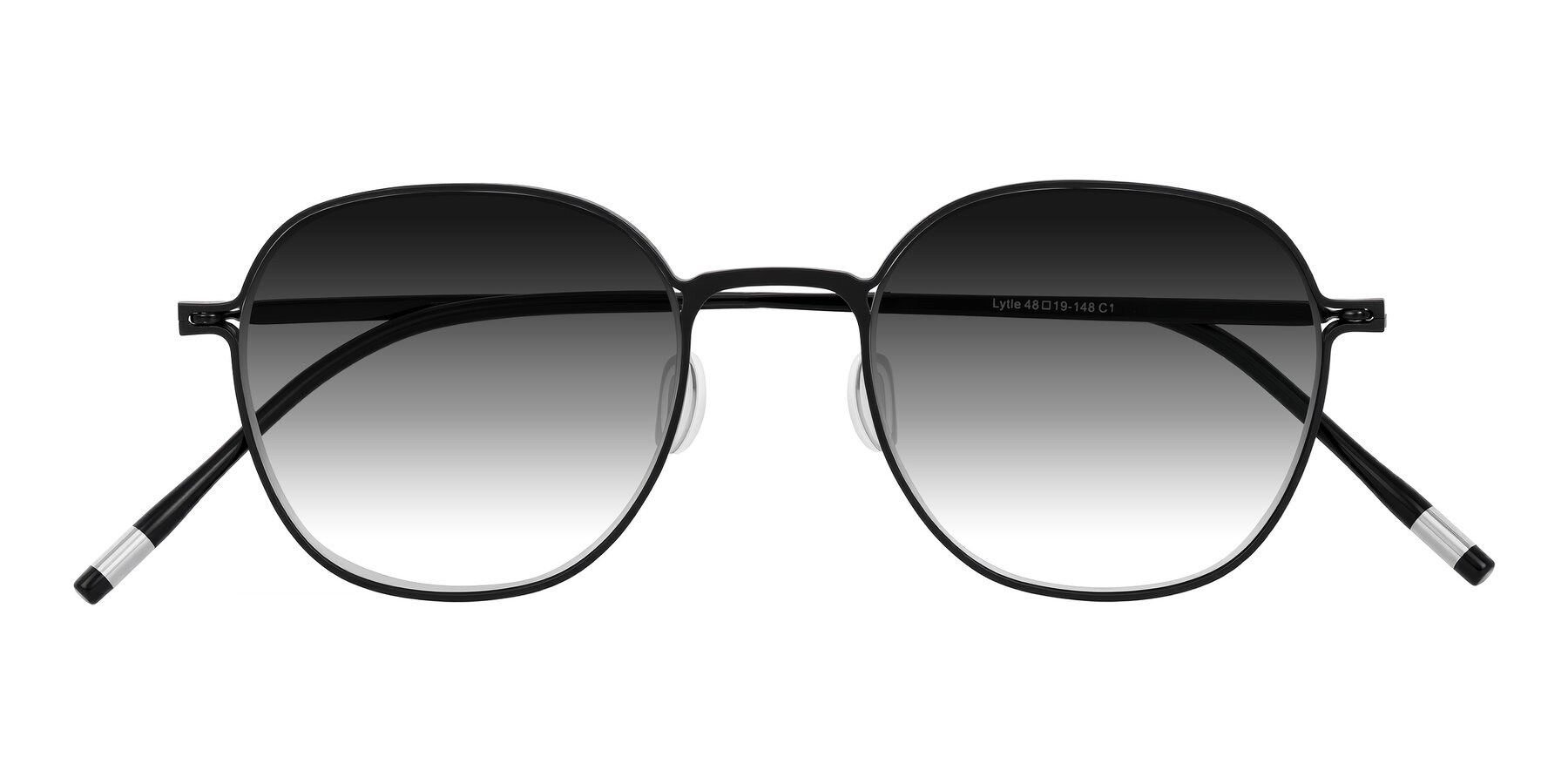 Folded Front of Lytle in Matte Black with Gray Gradient Lenses
