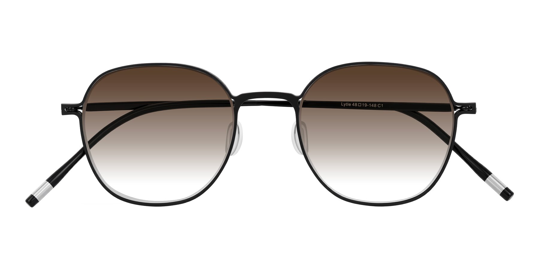 Folded Front of Lytle in Matte Black with Brown Gradient Lenses