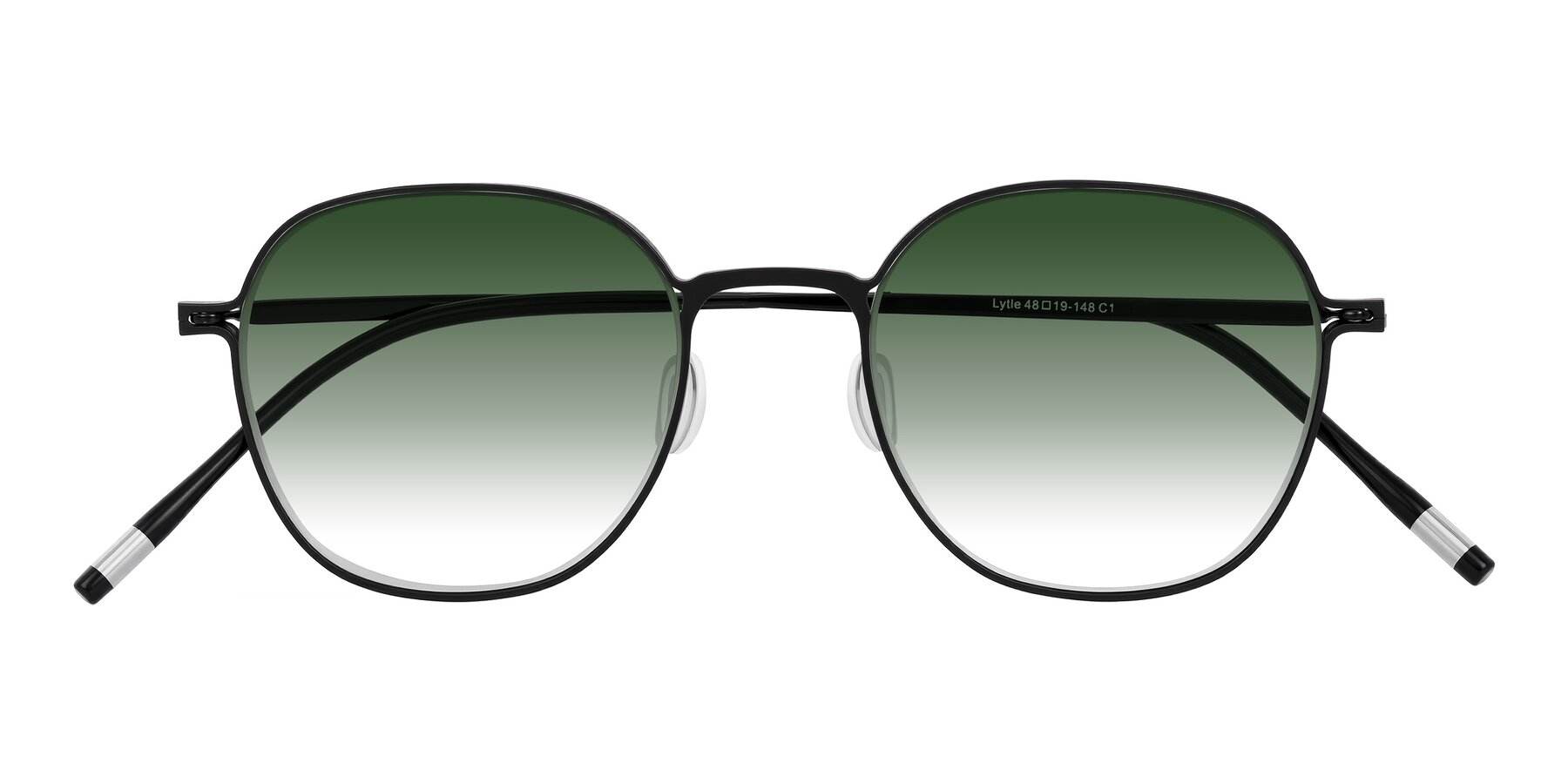 Folded Front of Lytle in Matte Black with Green Gradient Lenses