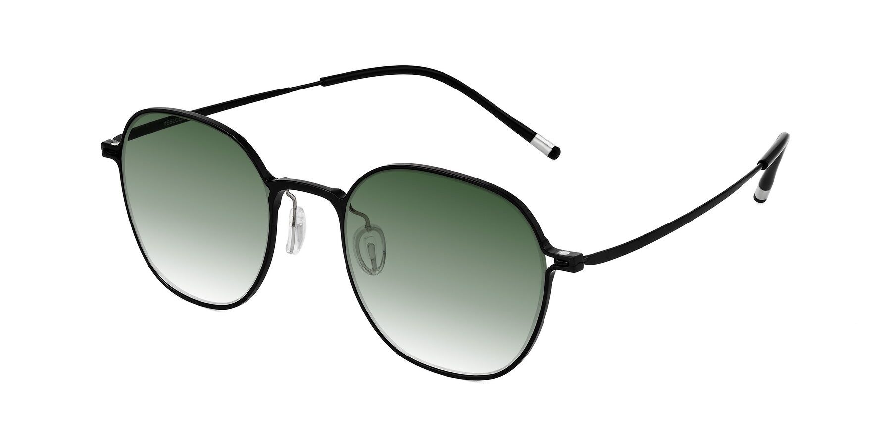 Angle of Lytle in Matte Black with Green Gradient Lenses