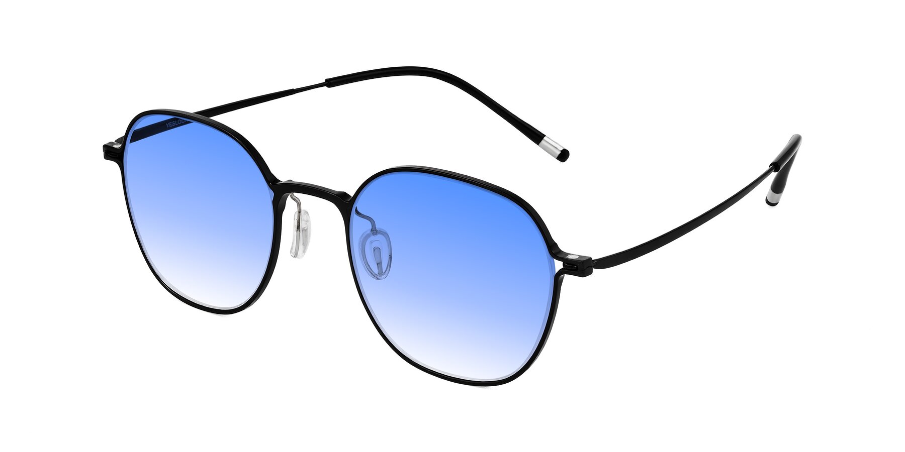 Angle of Lytle in Matte Black with Blue Gradient Lenses
