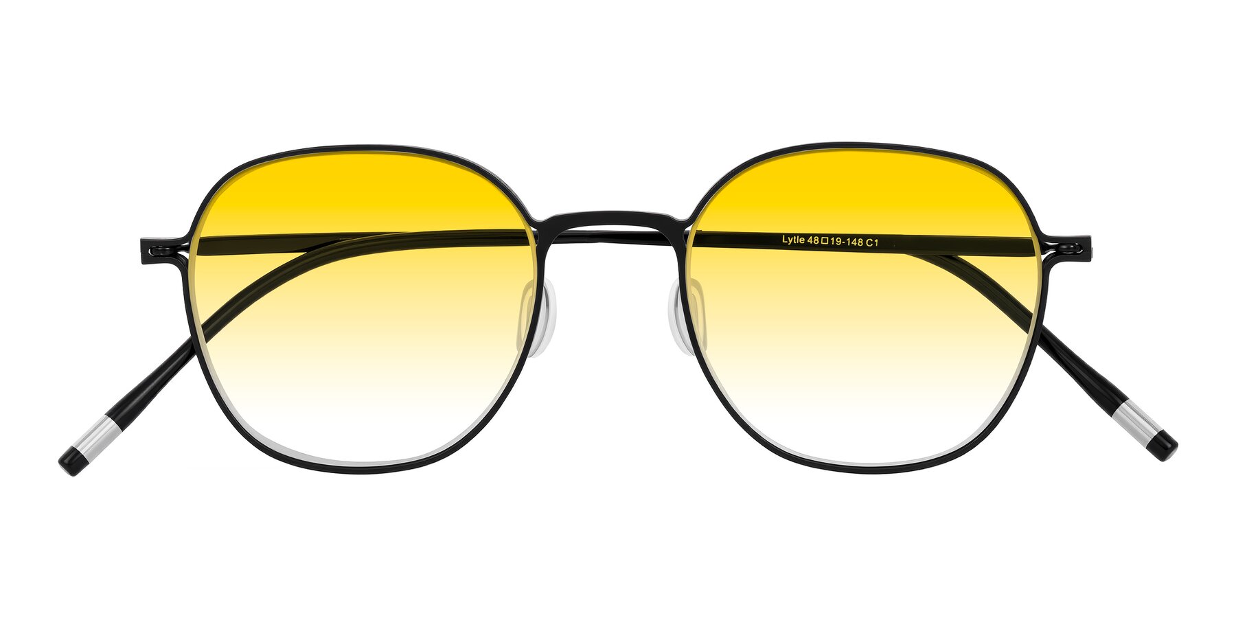 Folded Front of Lytle in Matte Black with Yellow Gradient Lenses