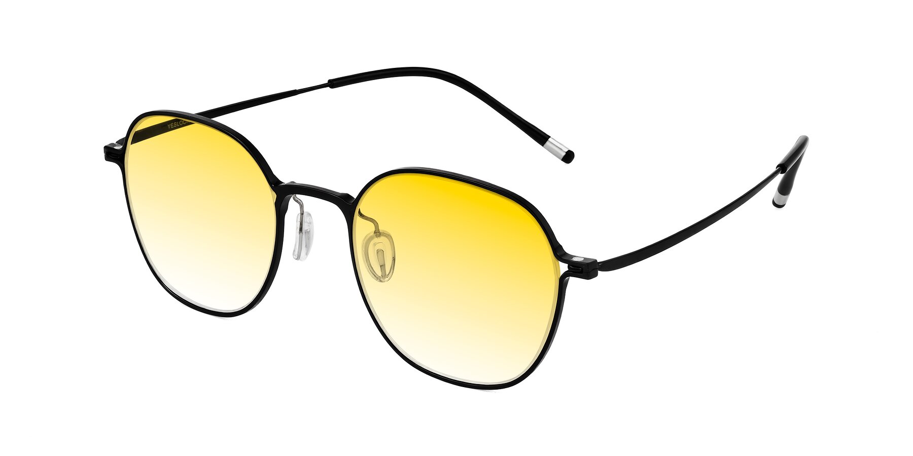 Angle of Lytle in Matte Black with Yellow Gradient Lenses