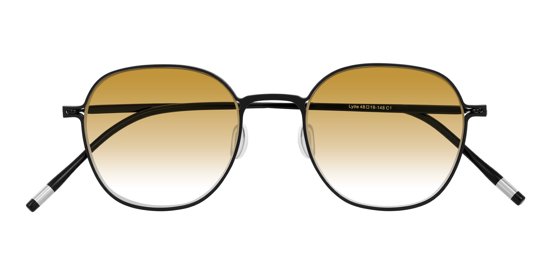 Folded Front of Lytle in Matte Black with Champagne Gradient Lenses