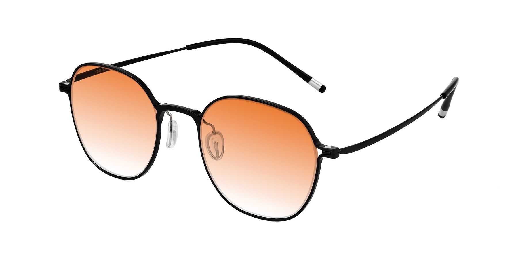 Angle of Lytle in Matte Black with Orange Gradient Lenses
