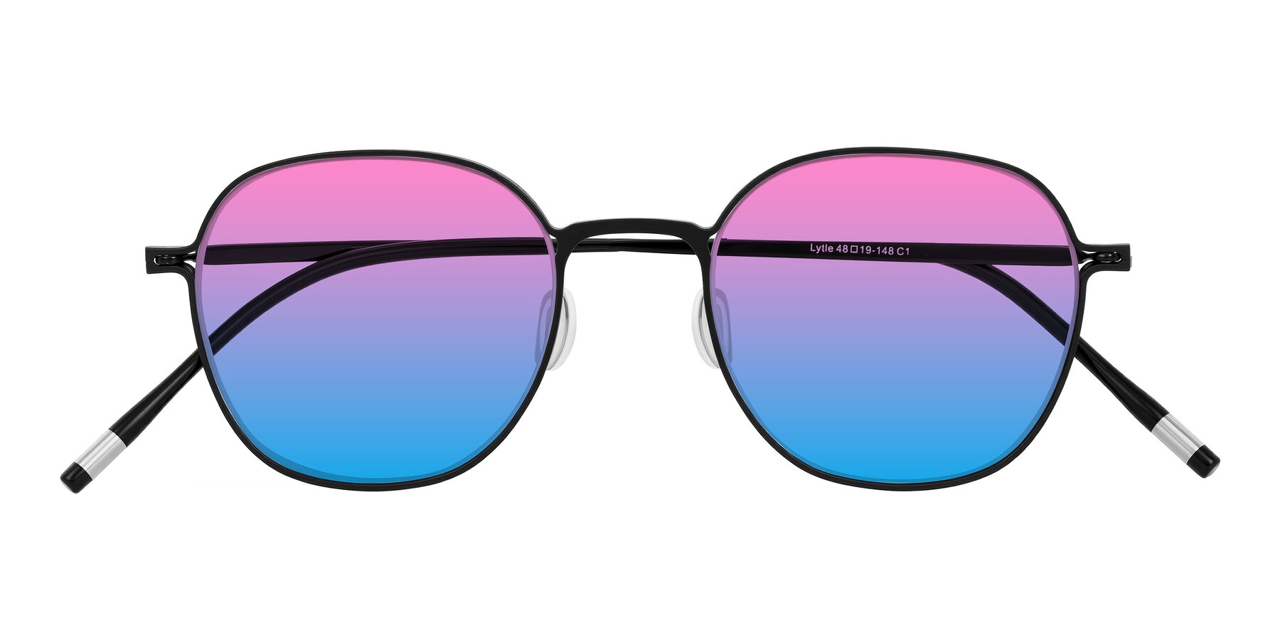 Folded Front of Lytle in Matte Black with Pink / Blue Gradient Lenses