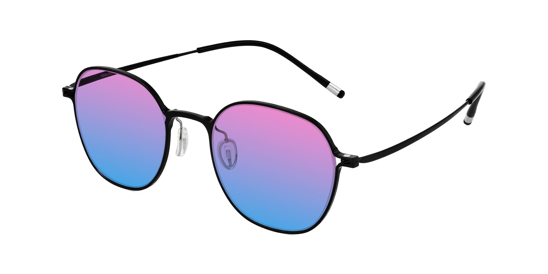 Angle of Lytle in Matte Black with Pink / Blue Gradient Lenses
