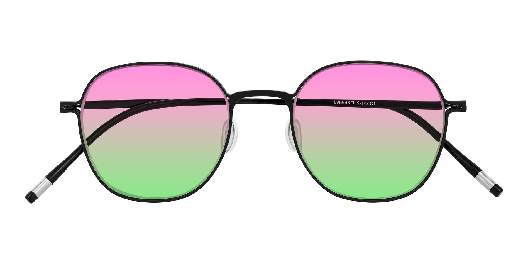 Folded Front of Lytle in Matte Black with Pink / Green Gradient Lenses