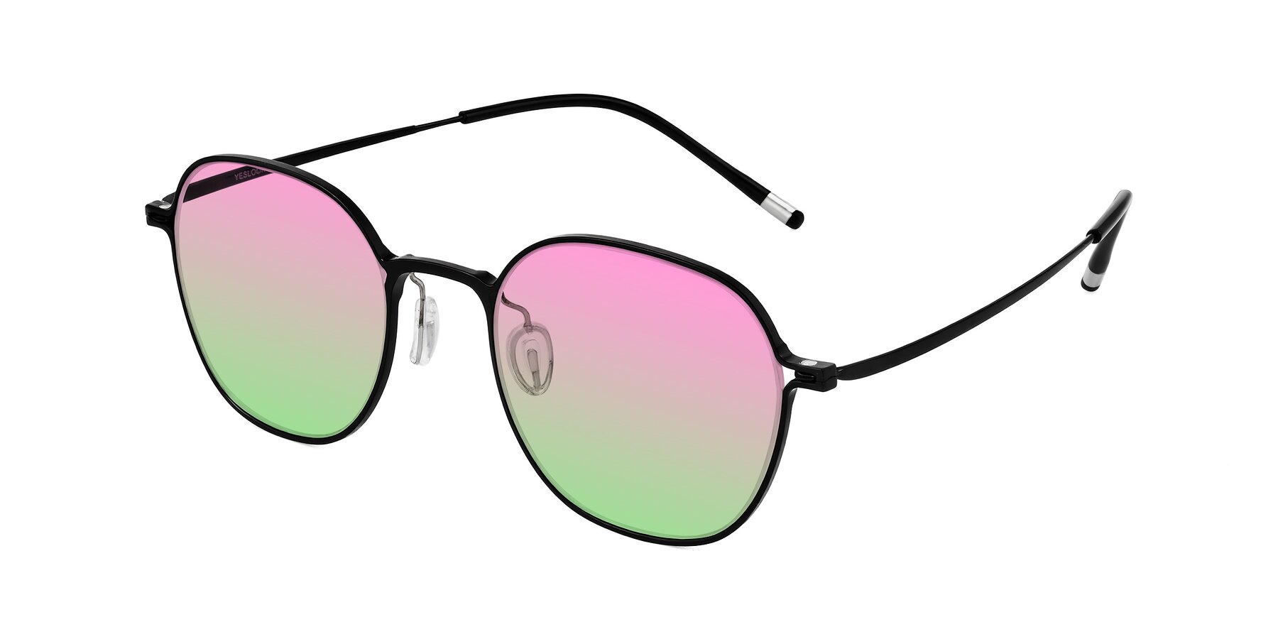Angle of Lytle in Matte Black with Pink / Green Gradient Lenses