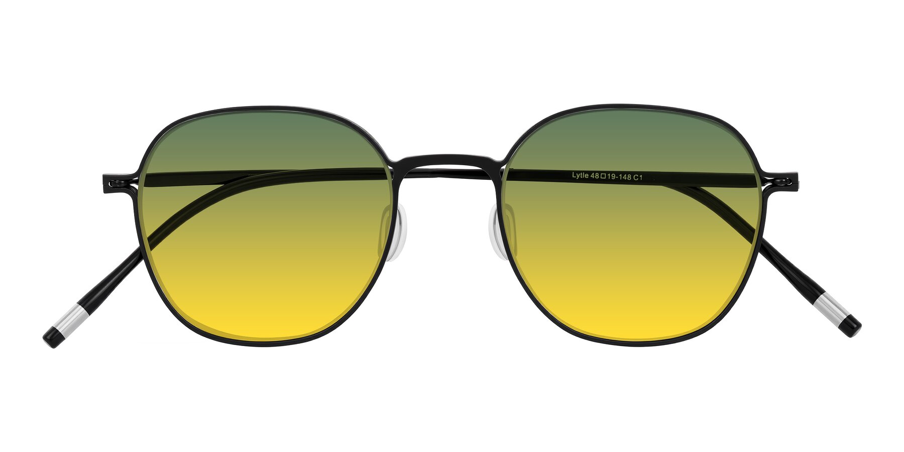 Folded Front of Lytle in Matte Black with Green / Yellow Gradient Lenses