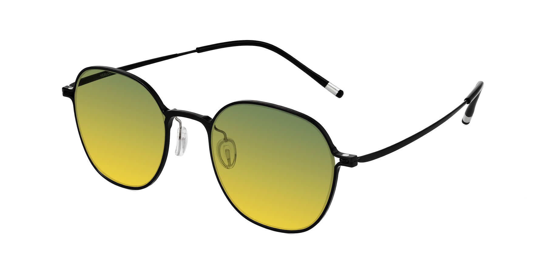 Angle of Lytle in Matte Black with Green / Yellow Gradient Lenses