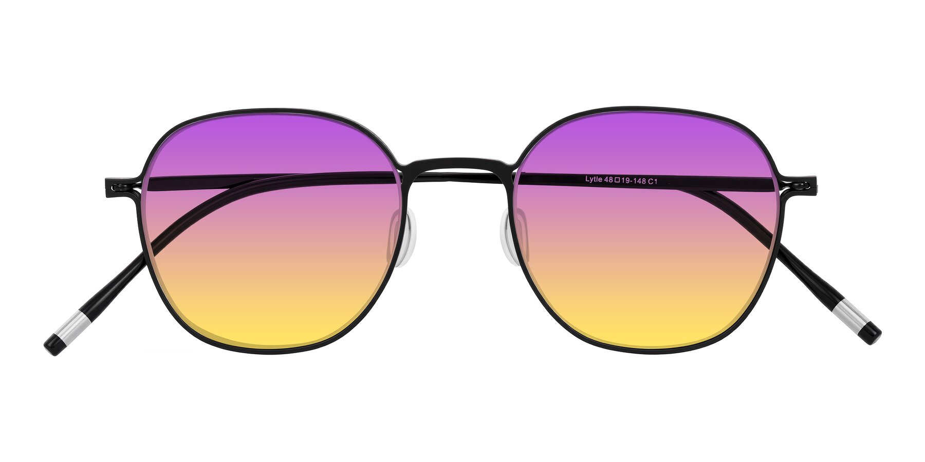 Folded Front of Lytle in Matte Black with Purple / Yellow Gradient Lenses