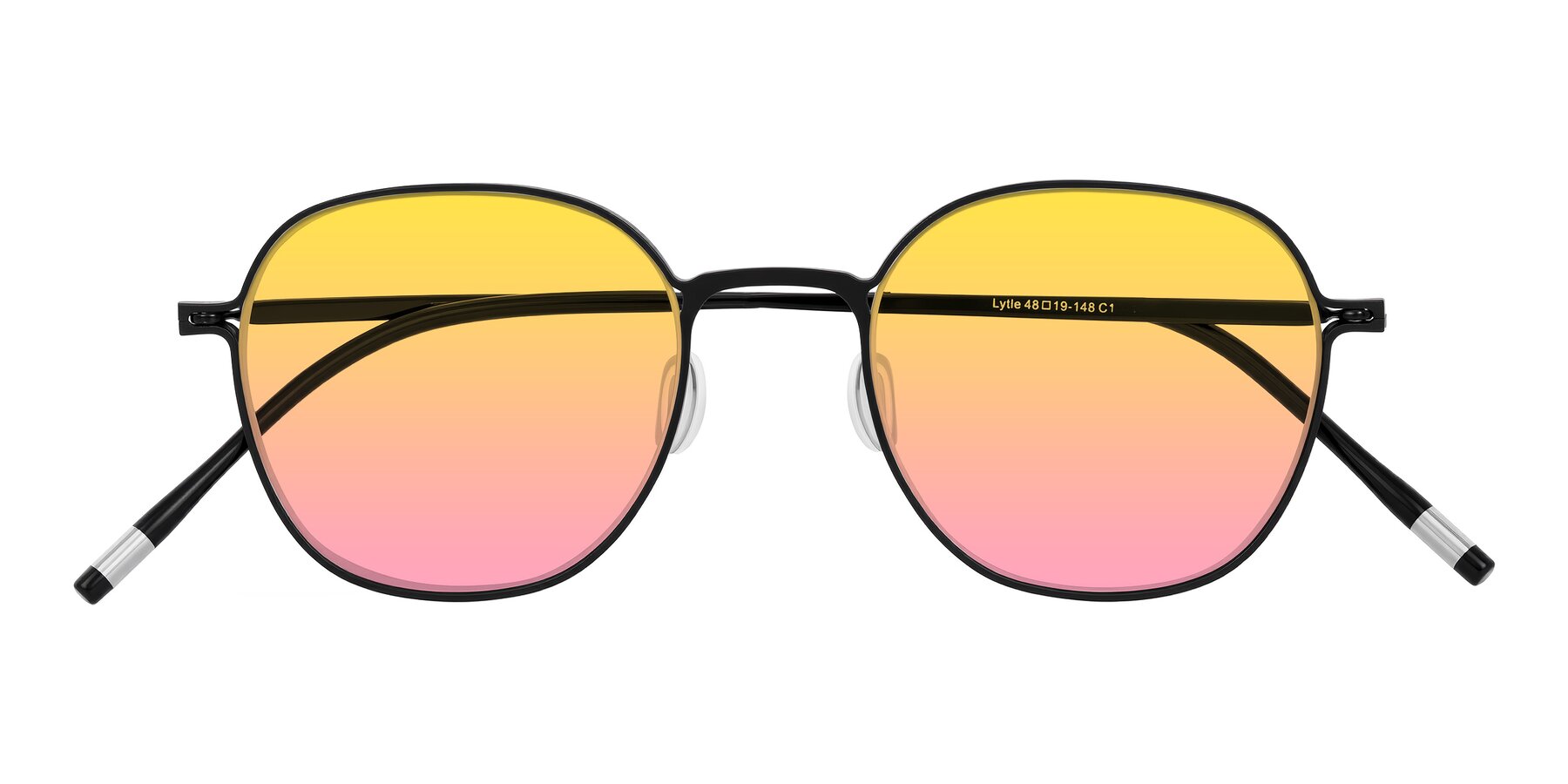 Folded Front of Lytle in Matte Black with Yellow / Pink Gradient Lenses