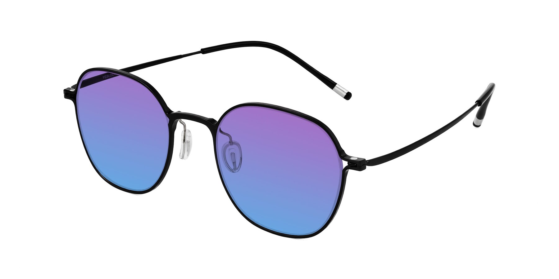 Angle of Lytle in Matte Black with Purple / Blue Gradient Lenses