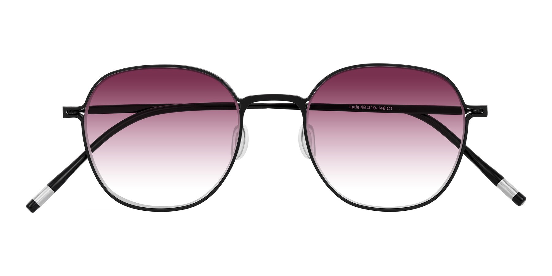 Folded Front of Lytle in Matte Black with Wine Gradient Lenses