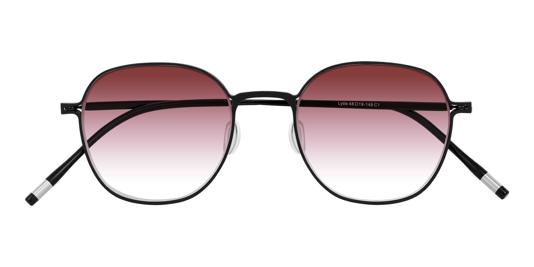 Folded Front of Lytle in Matte Black with Garnet Gradient Lenses