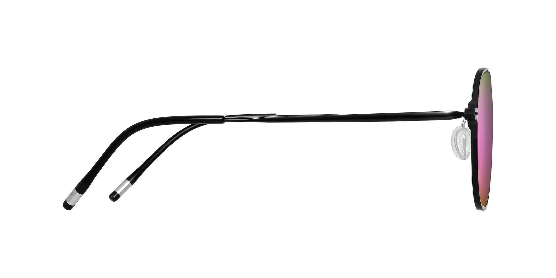 Side of Lytle in Matte Black with Pink Mirrored Lenses
