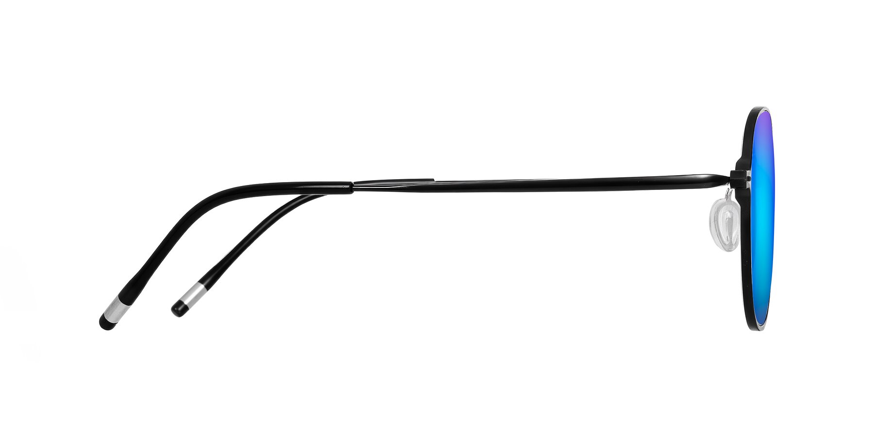 Side of Lytle in Matte Black with Blue Mirrored Lenses