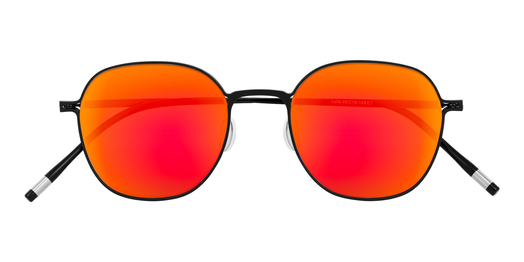 Folded Front of Lytle in Matte Black with Red Gold Mirrored Lenses