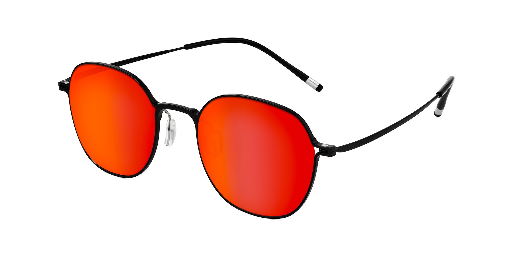 Angle of Lytle in Matte Black with Red Gold Mirrored Lenses