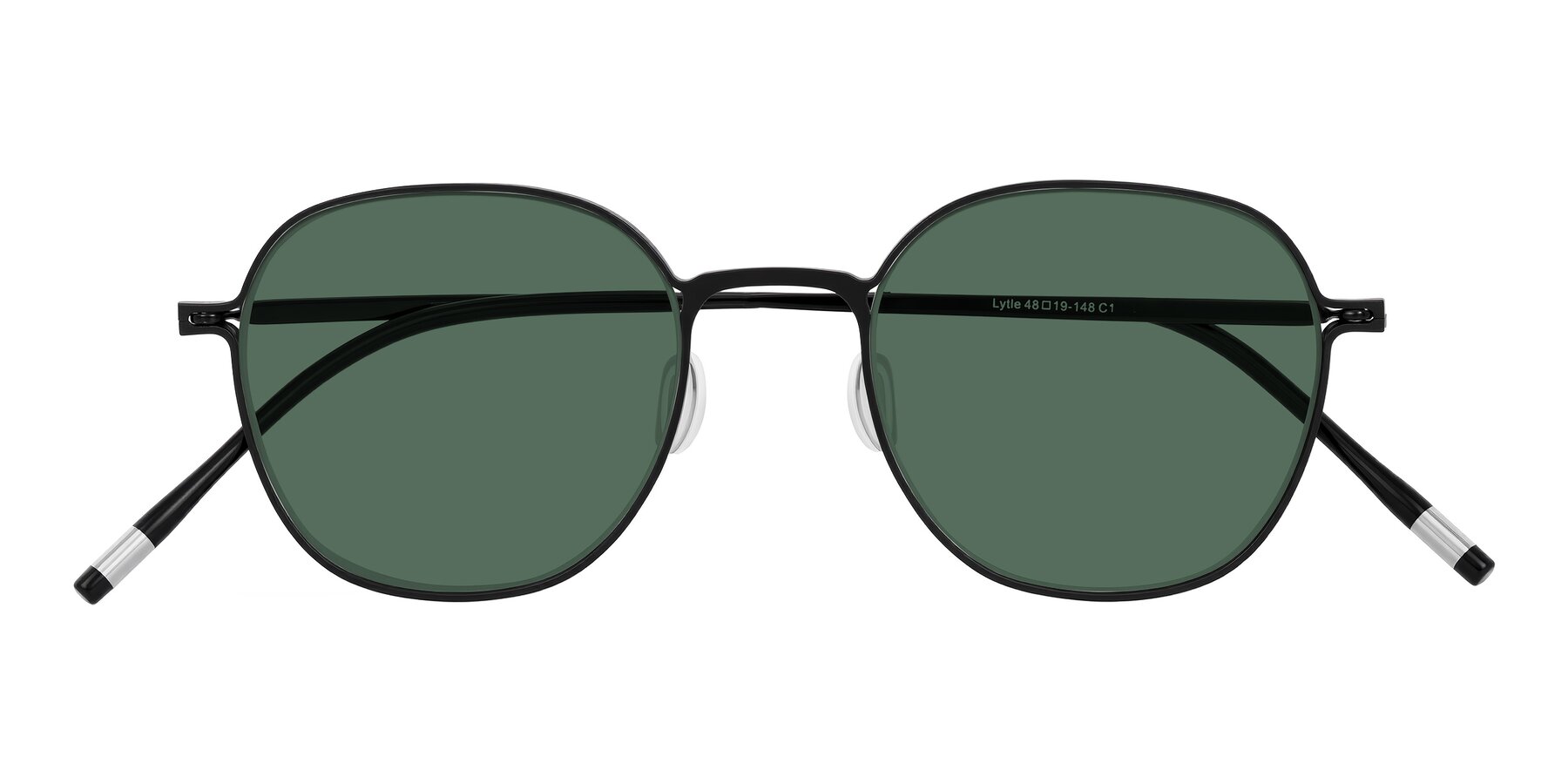 Folded Front of Lytle in Matte Black with Green Polarized Lenses