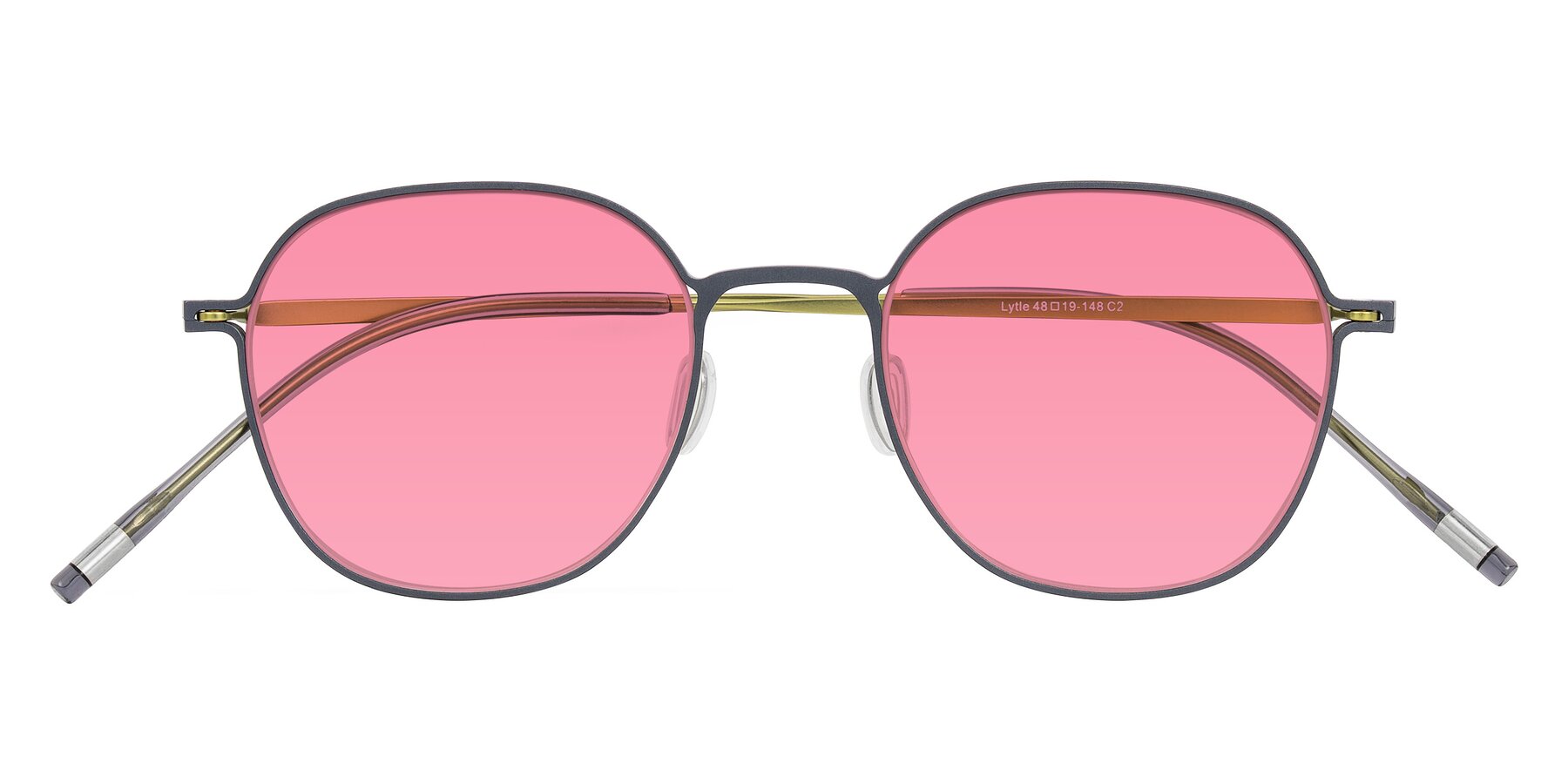Folded Front of Lytle in Slate Blue/Olive with Pink Tinted Lenses