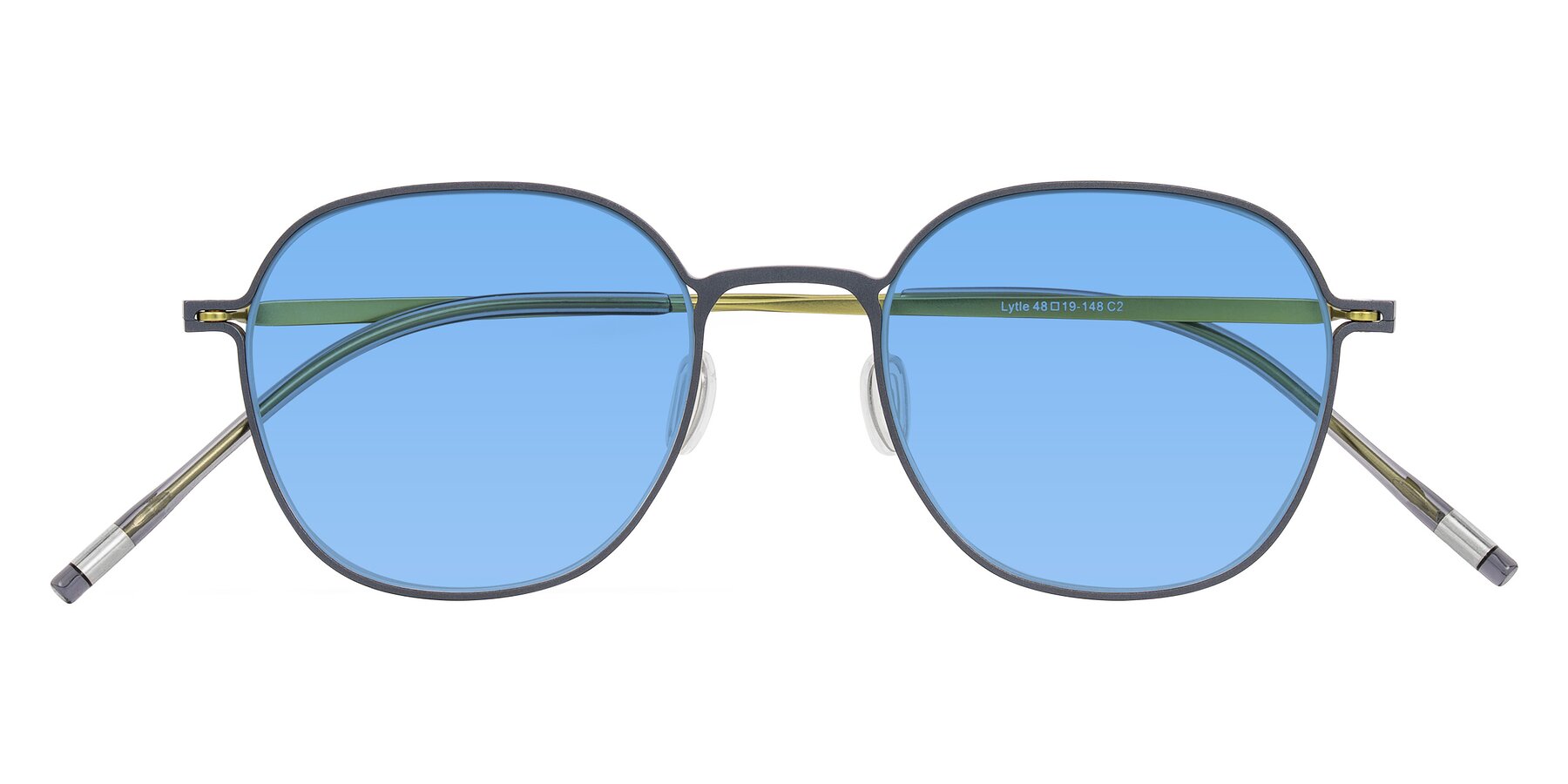 Folded Front of Lytle in Slate Blue/Olive with Medium Blue Tinted Lenses