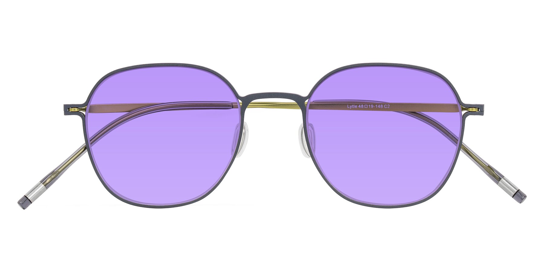 Folded Front of Lytle in Slate Blue/Olive with Medium Purple Tinted Lenses