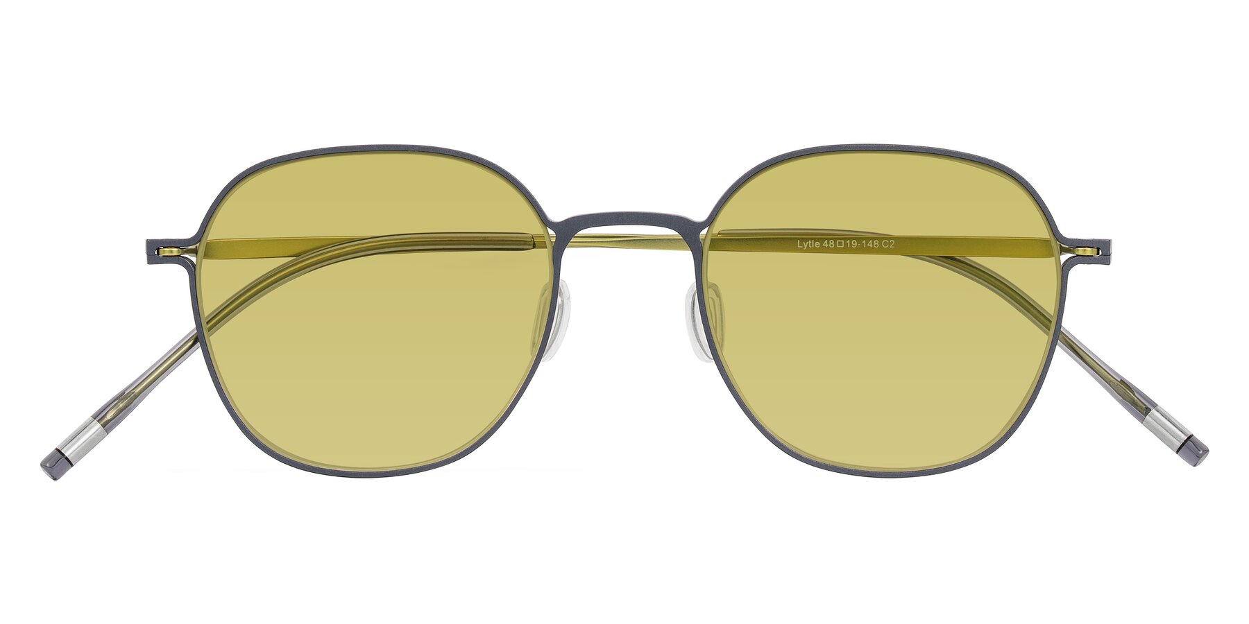 Folded Front of Lytle in Slate Blue/Olive with Medium Champagne Tinted Lenses