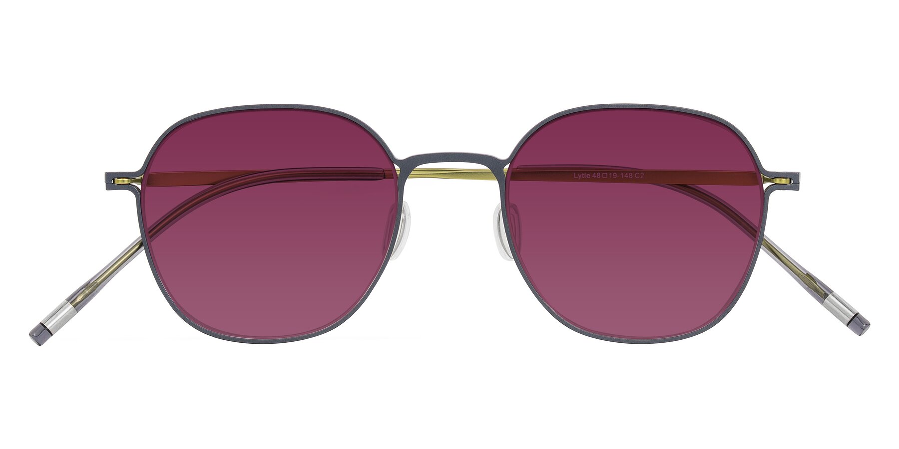 Folded Front of Lytle in Slate Blue/Olive with Wine Tinted Lenses