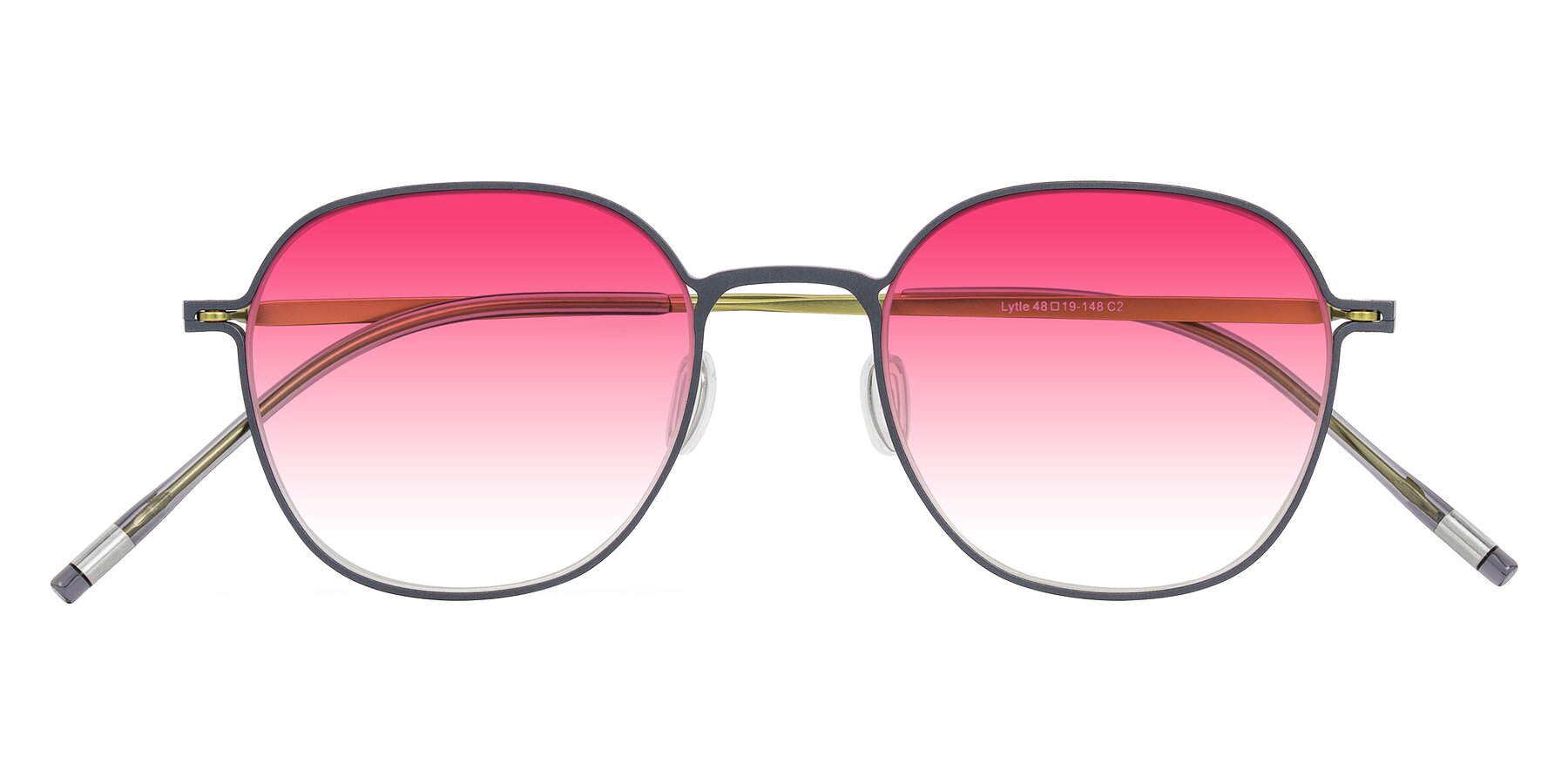 Folded Front of Lytle in Slate Blue/Olive with Pink Gradient Lenses