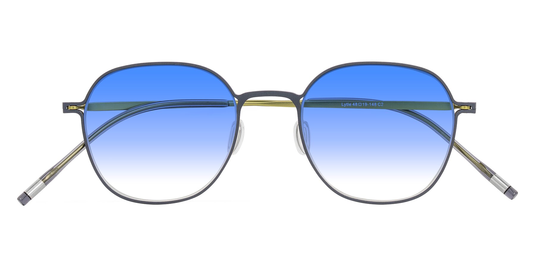 Folded Front of Lytle in Slate Blue/Olive with Blue Gradient Lenses