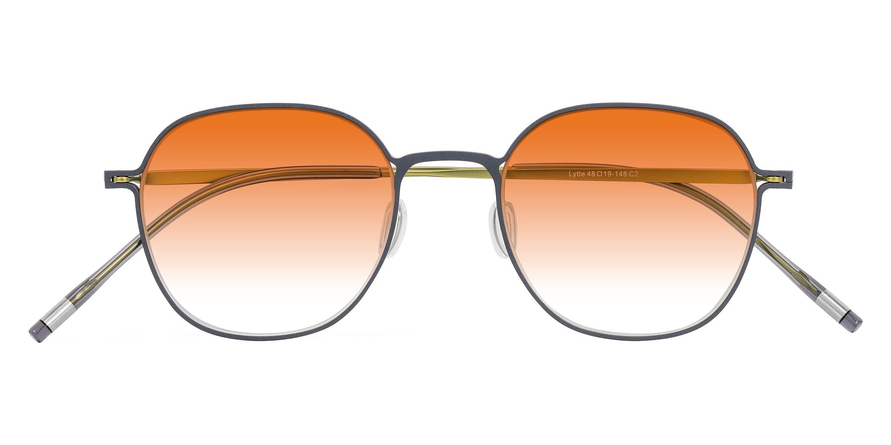 Folded Front of Lytle in Slate Blue/Olive with Orange Gradient Lenses