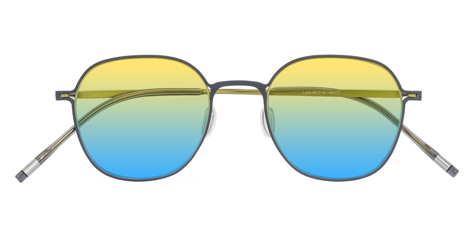 Folded Front of Lytle in Slate Blue/Olive with Yellow / Blue Gradient Lenses