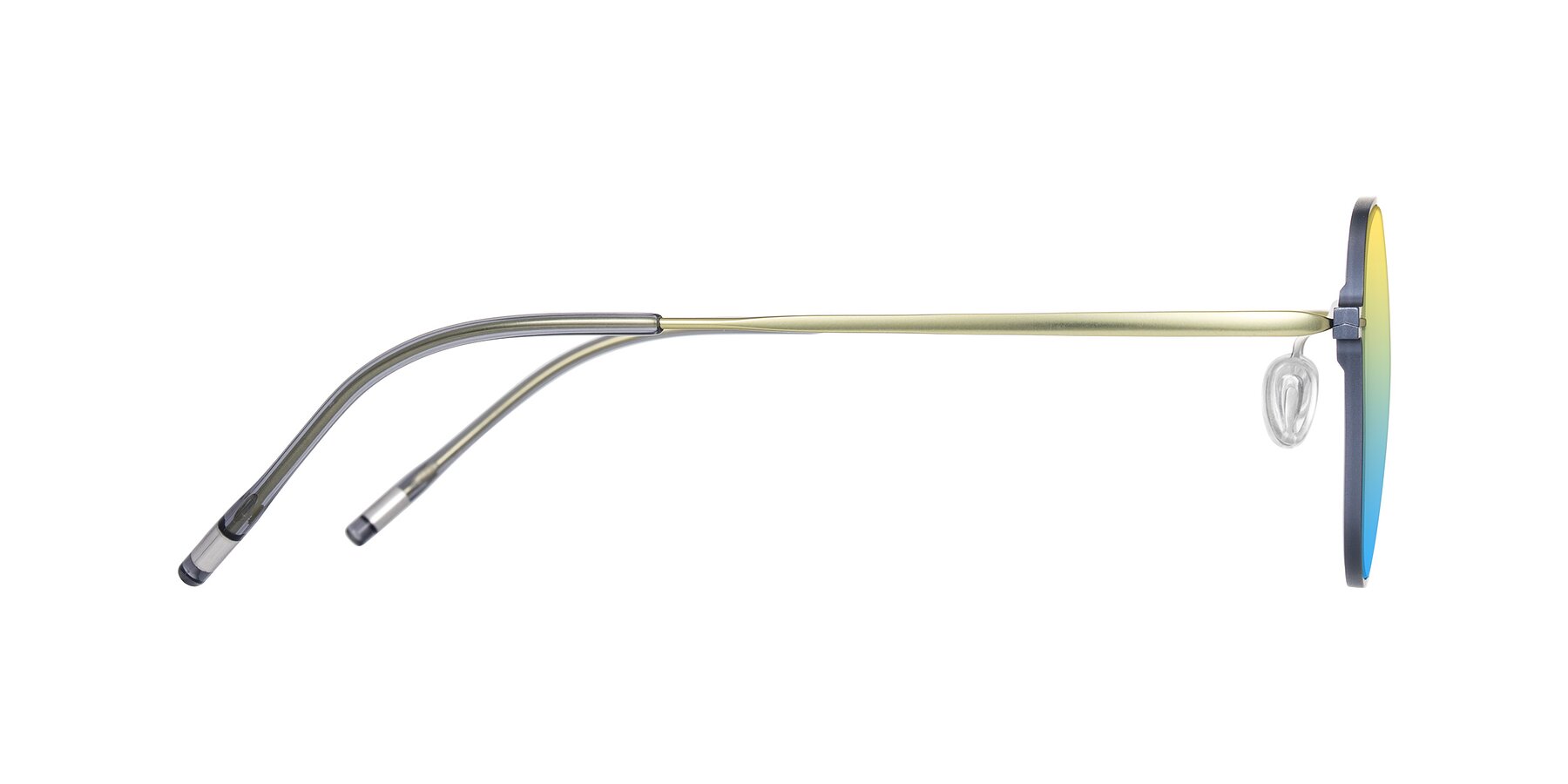 Side of Lytle in Slate Blue/Olive with Yellow / Blue Gradient Lenses