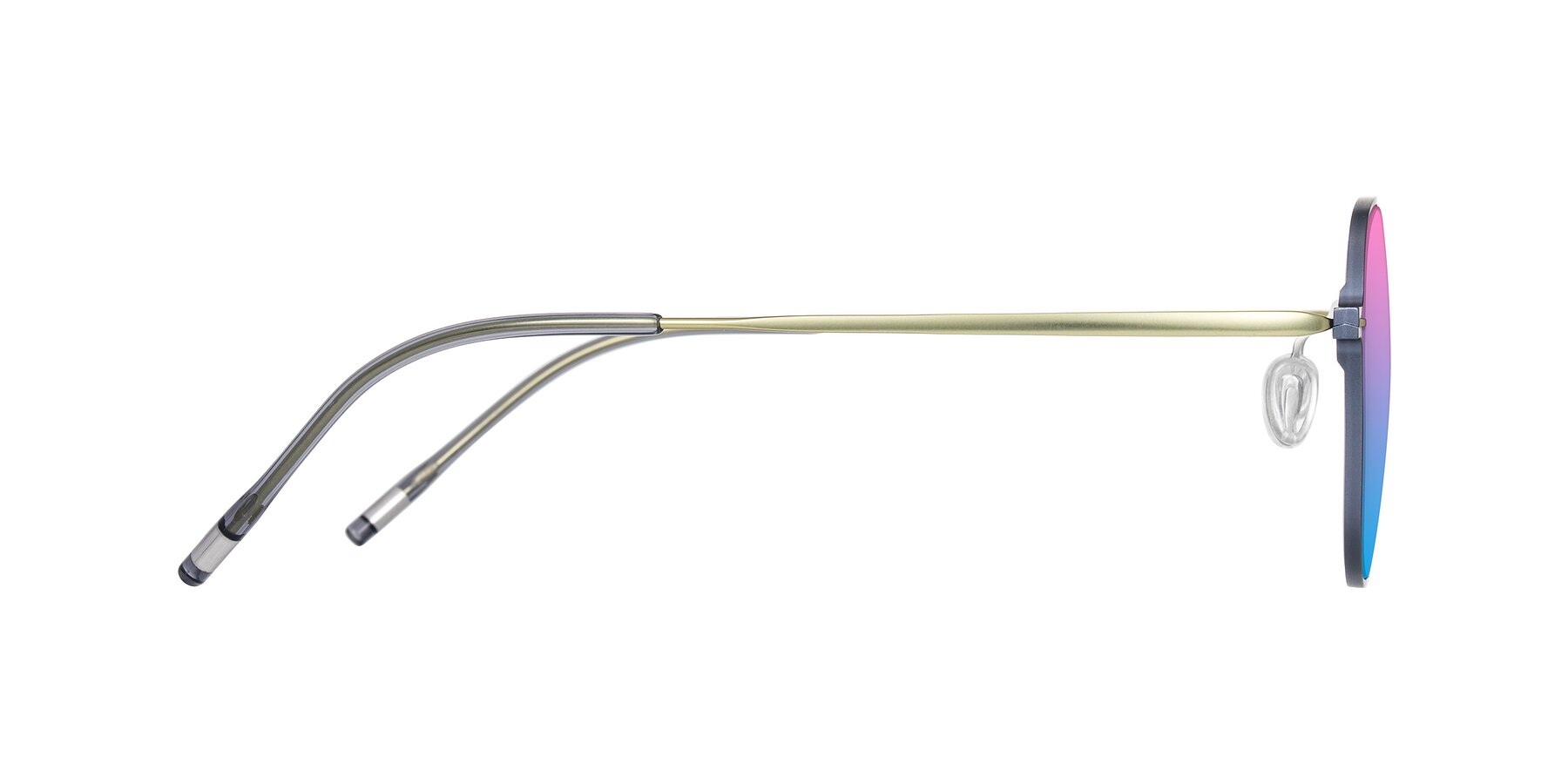 Side of Lytle in Slate Blue/Olive with Pink / Blue Gradient Lenses