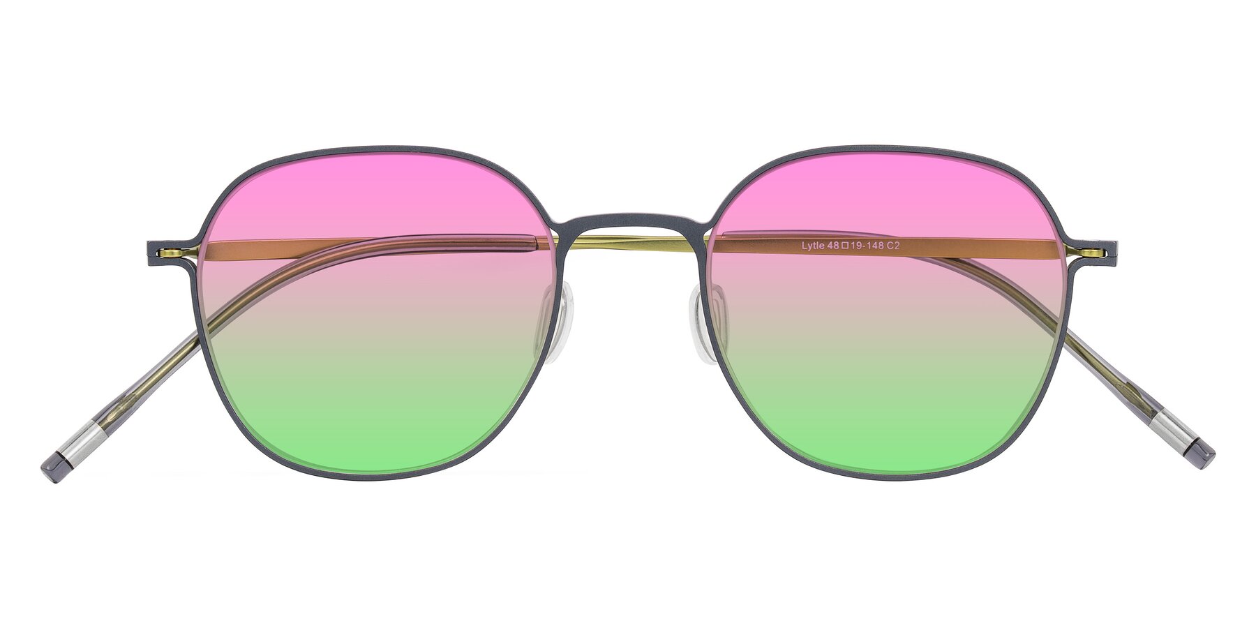 Folded Front of Lytle in Slate Blue/Olive with Pink / Green Gradient Lenses