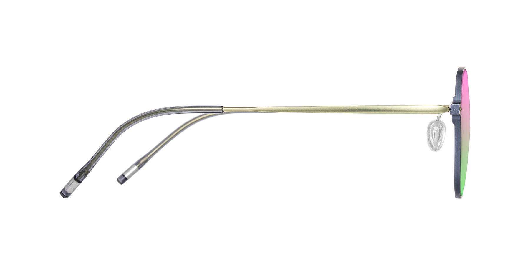 Side of Lytle in Slate Blue/Olive with Pink / Green Gradient Lenses