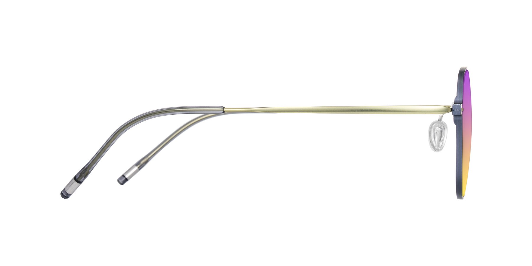 Side of Lytle in Slate Blue/Olive with Purple / Yellow Gradient Lenses