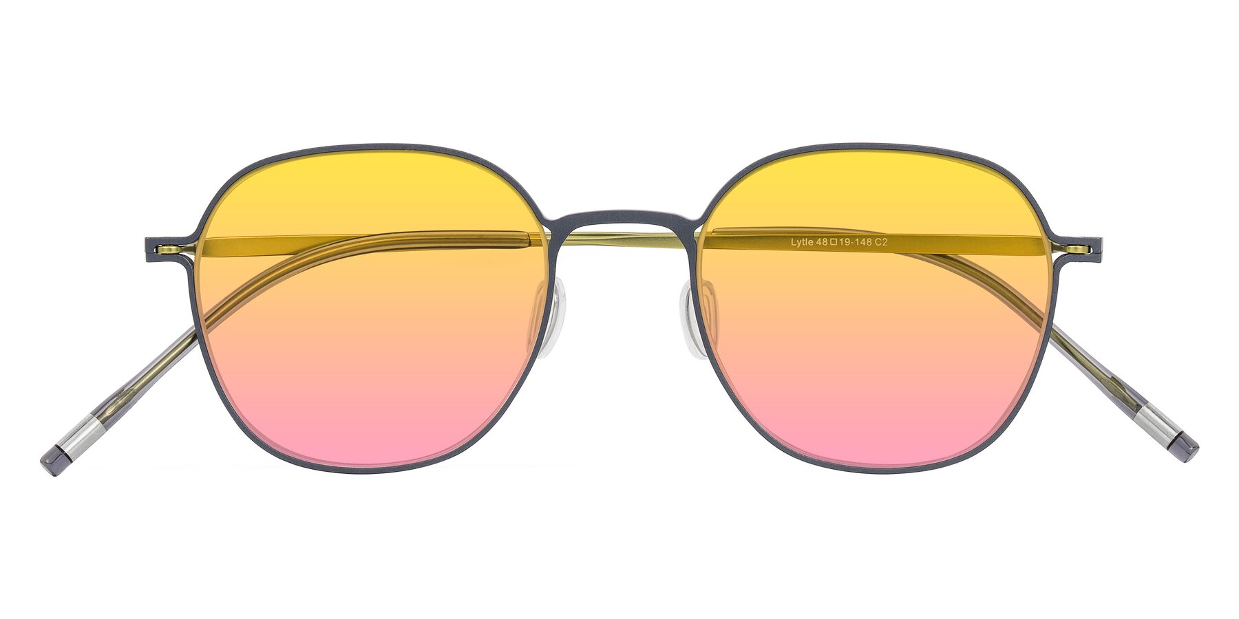 Folded Front of Lytle in Slate Blue/Olive with Yellow / Pink Gradient Lenses