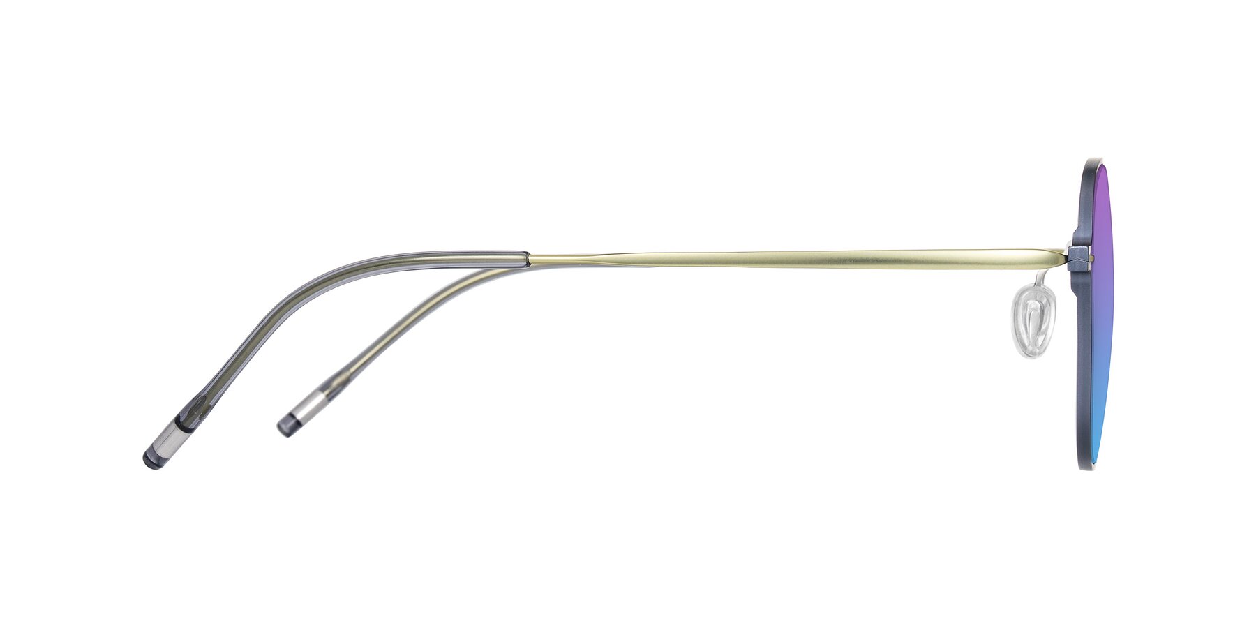 Side of Lytle in Slate Blue/Olive with Purple / Blue Gradient Lenses