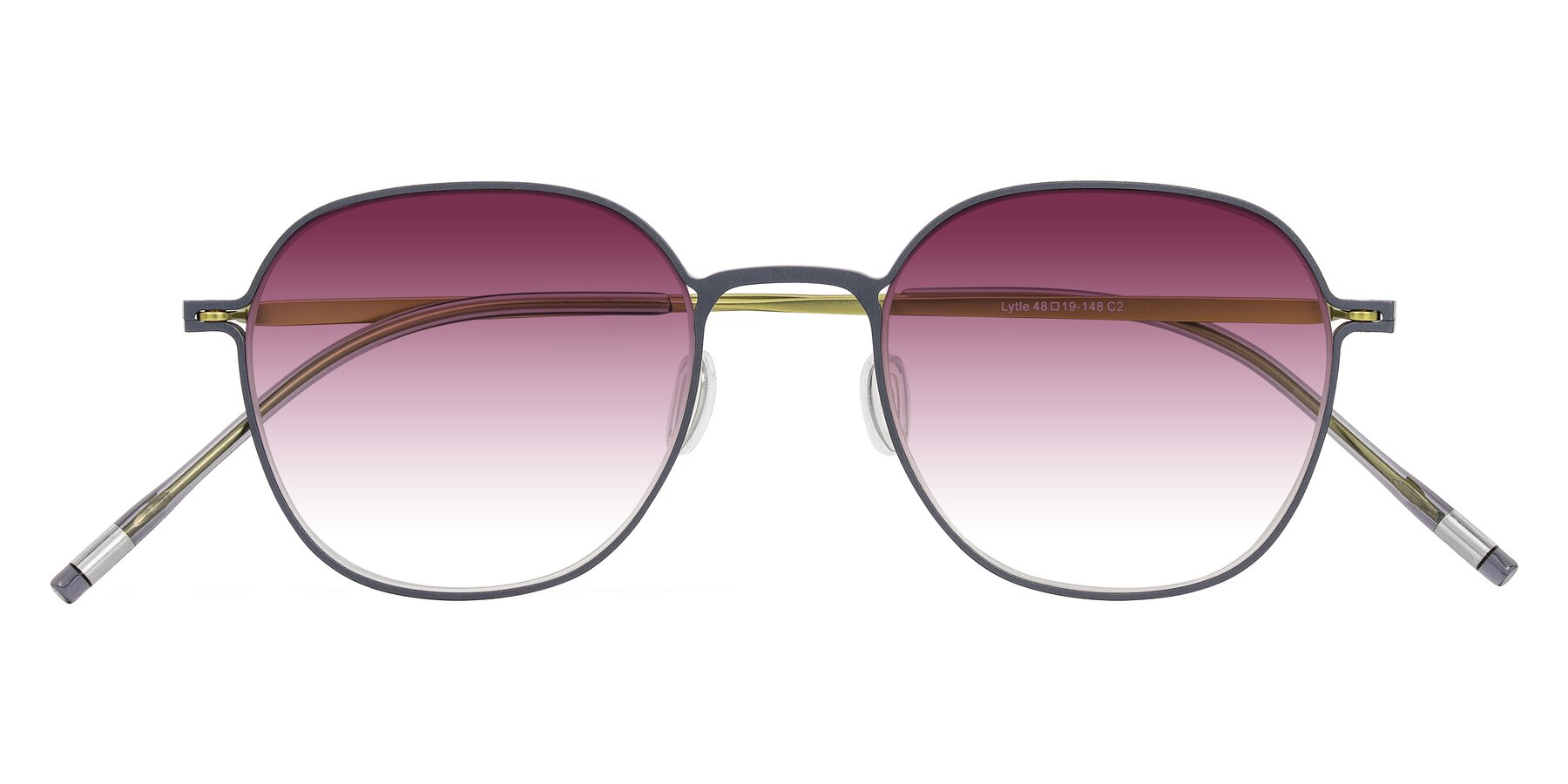 Folded Front of Lytle in Slate Blue/Olive with Wine Gradient Lenses