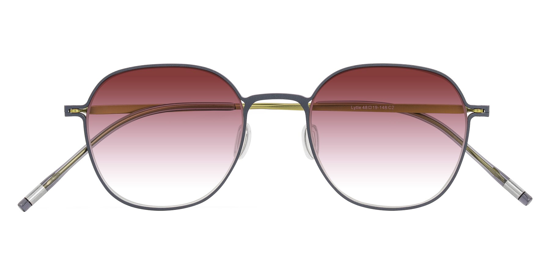 Folded Front of Lytle in Slate Blue/Olive with Garnet Gradient Lenses