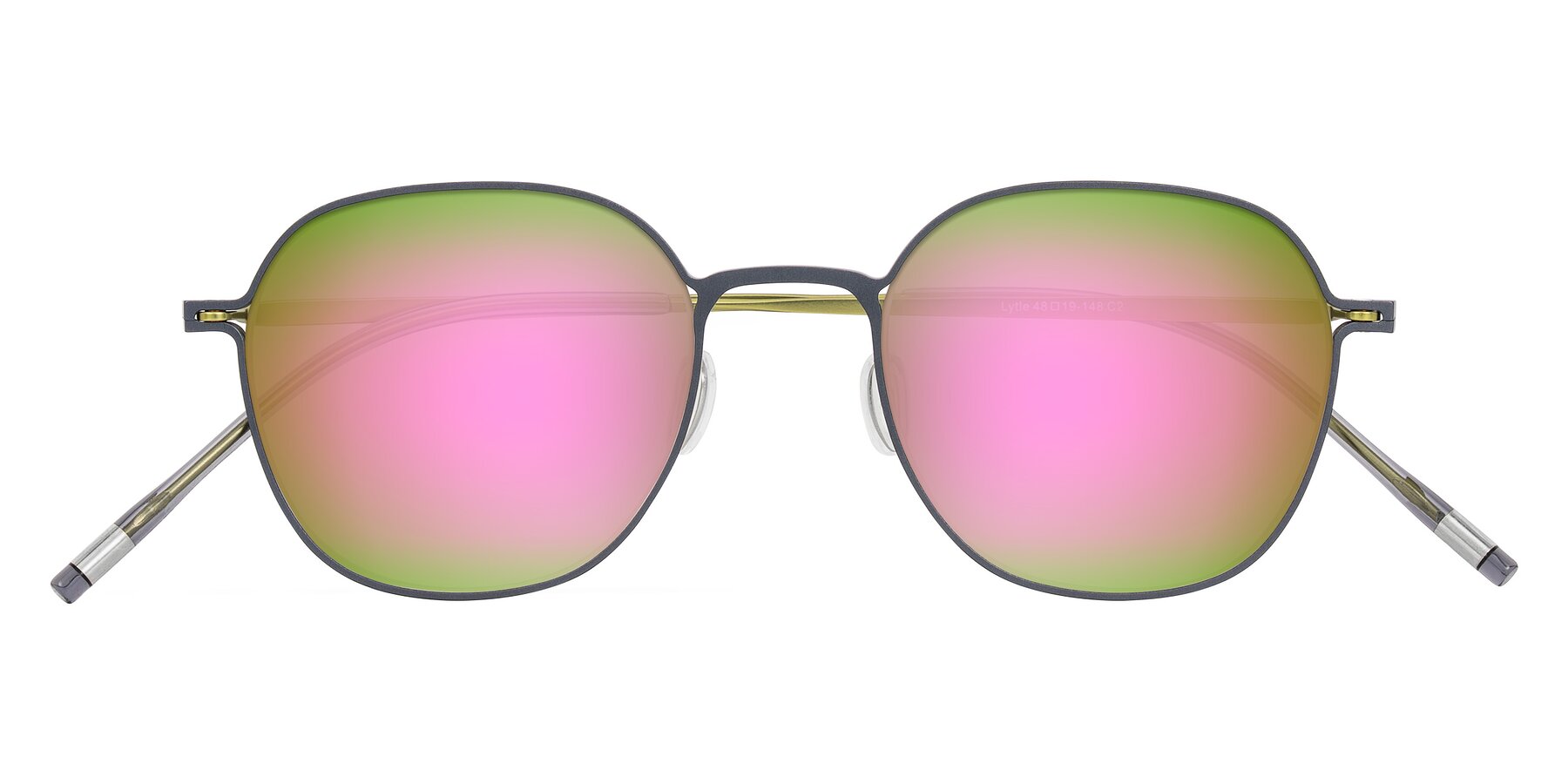 Folded Front of Lytle in Slate Blue/Olive with Pink Mirrored Lenses