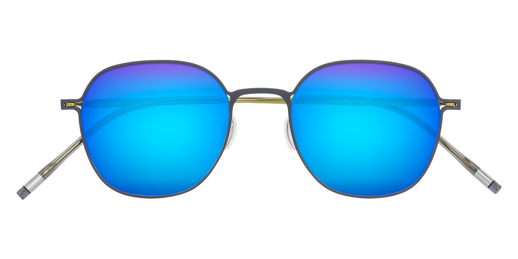 Folded Front of Lytle in Slate Blue/Olive with Blue Mirrored Lenses